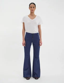 Online Ines de la Fressange Paris Charlotte navy cotton trousers