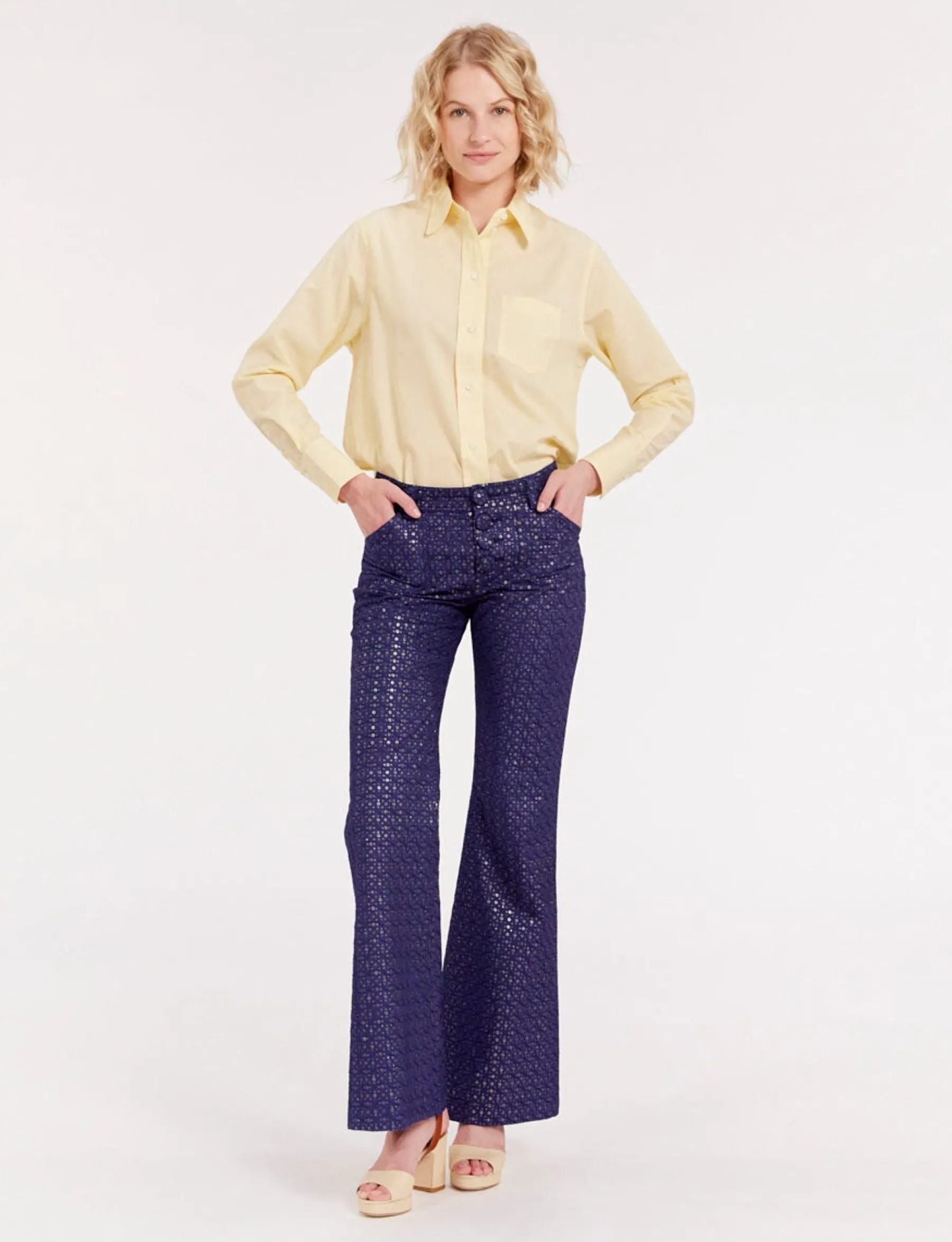 Clearance Ines de la Fressange Paris Charlotte navy print trousers