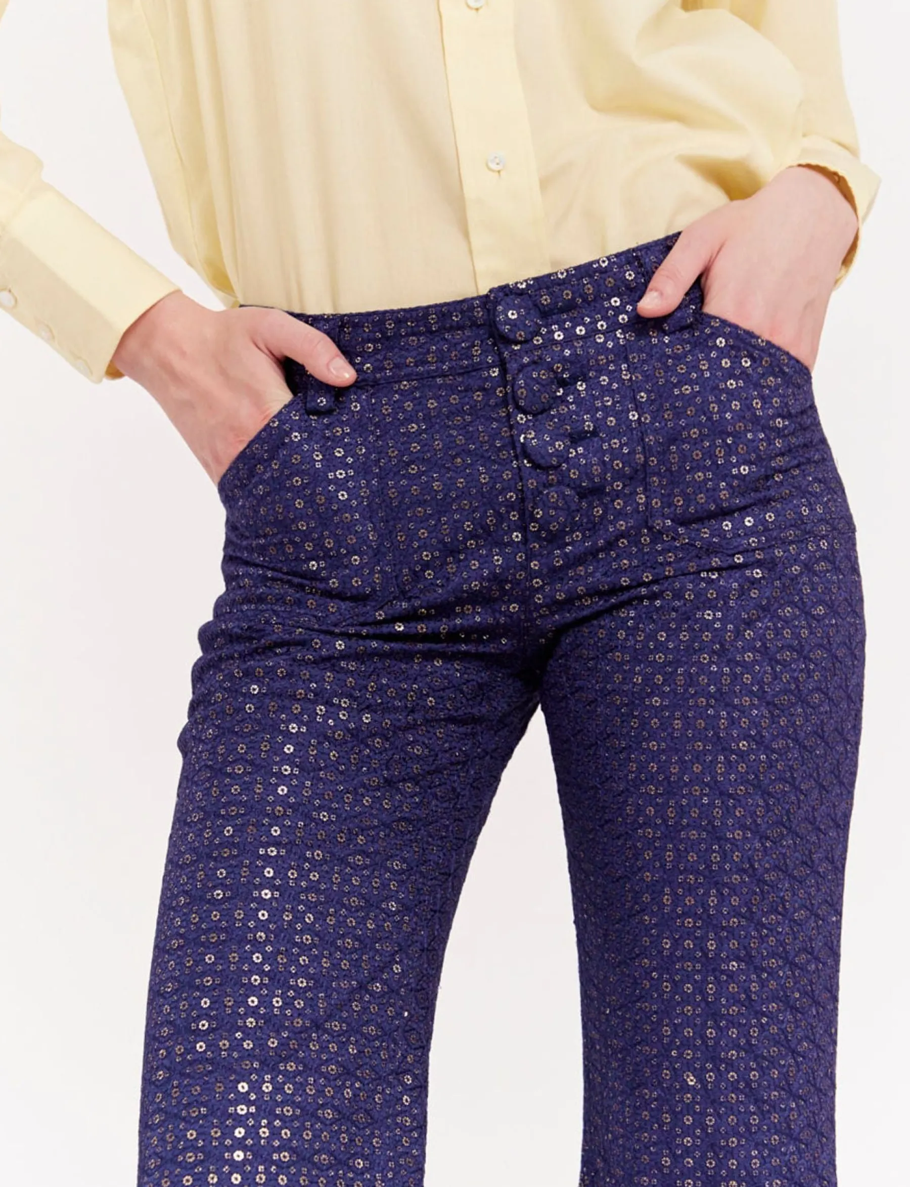 Clearance Ines de la Fressange Paris Charlotte navy print trousers