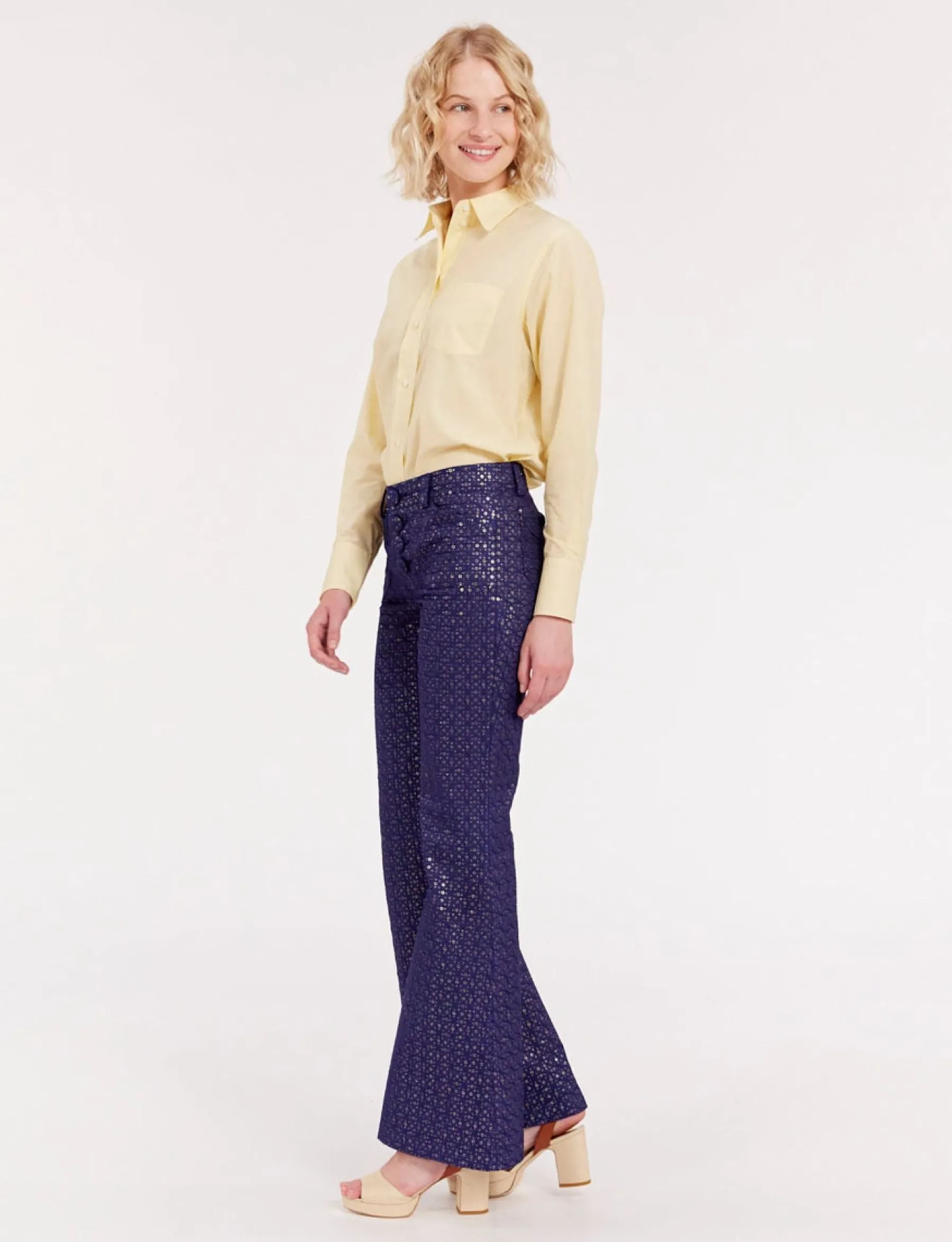 Clearance Ines de la Fressange Paris Charlotte navy print trousers