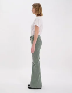 New Ines de la Fressange Paris Charlotte trousers in almond green smooth velvet