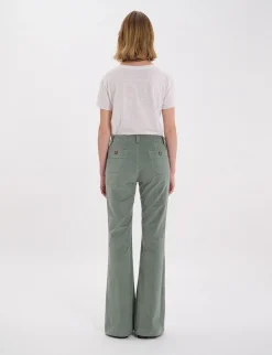 New Ines de la Fressange Paris Charlotte trousers in almond green smooth velvet