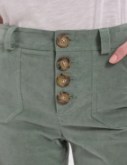 New Ines de la Fressange Paris Charlotte trousers in almond green smooth velvet