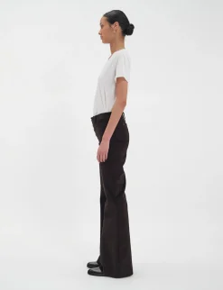 Best Ines de la Fressange Paris Charlotte trousers in brown milleraies velvet