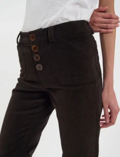 Best Ines de la Fressange Paris Charlotte trousers in brown milleraies velvet