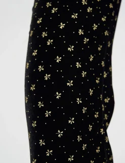Shop Ines de la Fressange Paris Charlotte trousers in smooth black velvet with gold print