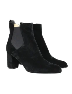 New Ines de la Fressange Paris Chelsea boots with heels, black velvet