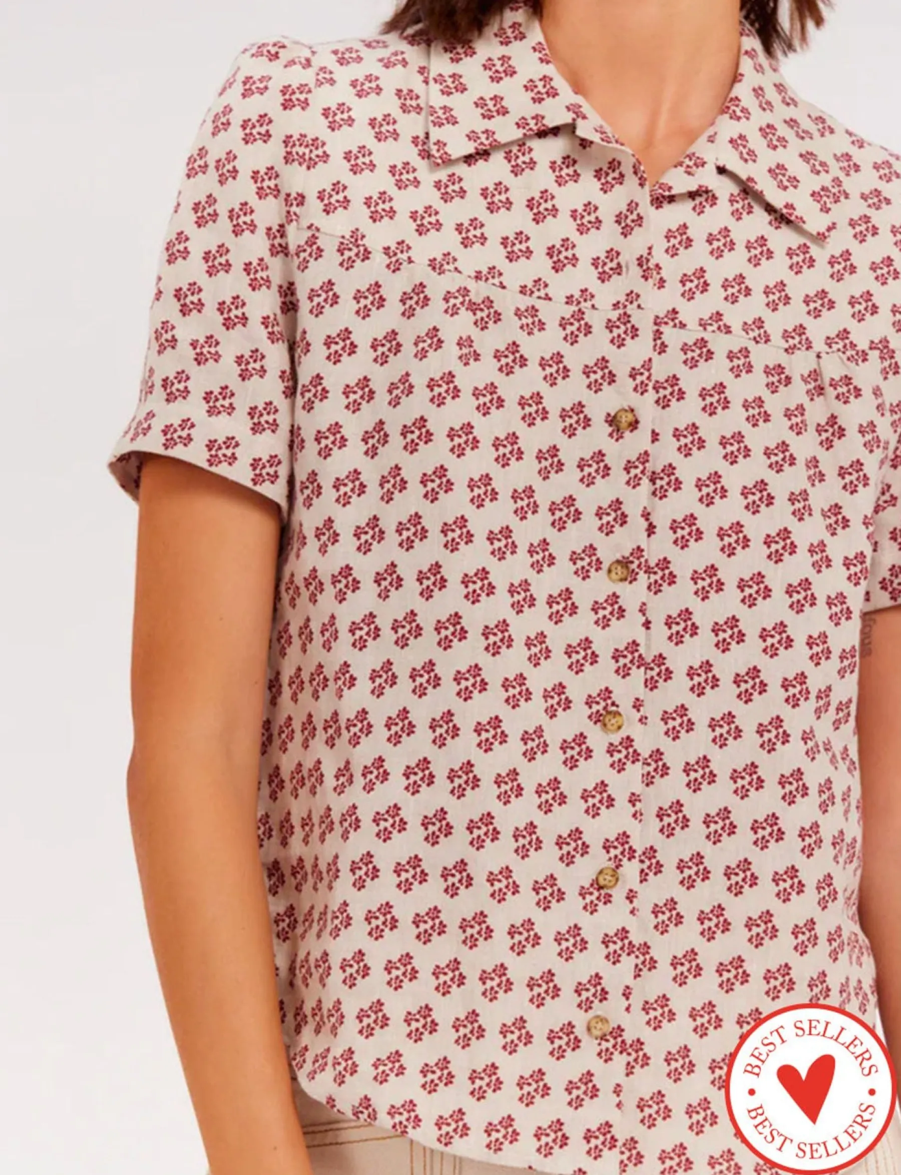 Outlet Ines de la Fressange Paris Constance blouse in printed linen