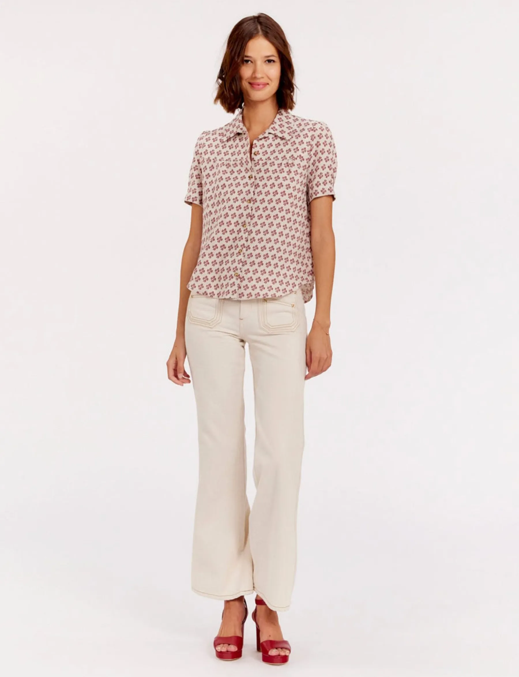 Outlet Ines de la Fressange Paris Constance blouse in printed linen