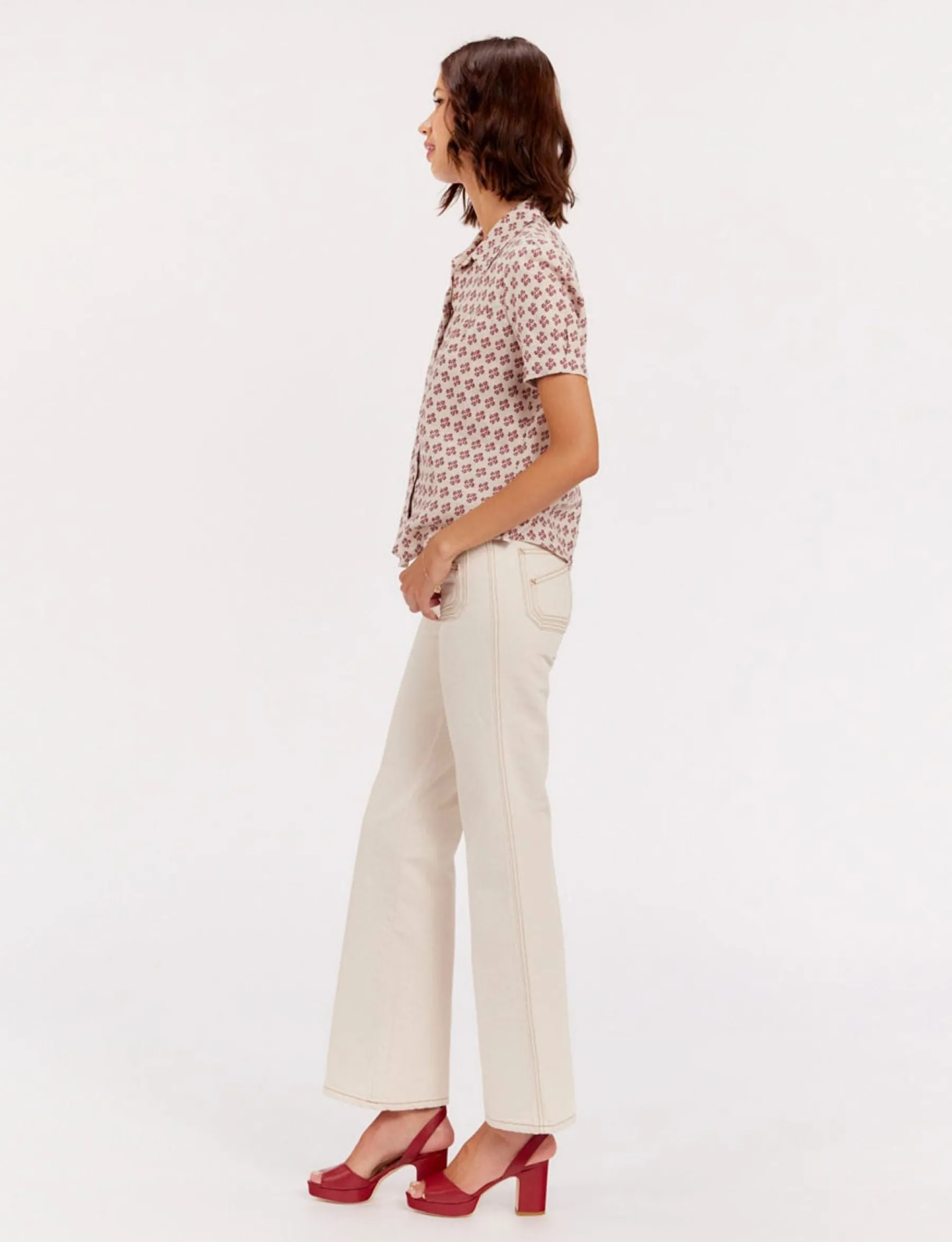 Outlet Ines de la Fressange Paris Constance blouse in printed linen
