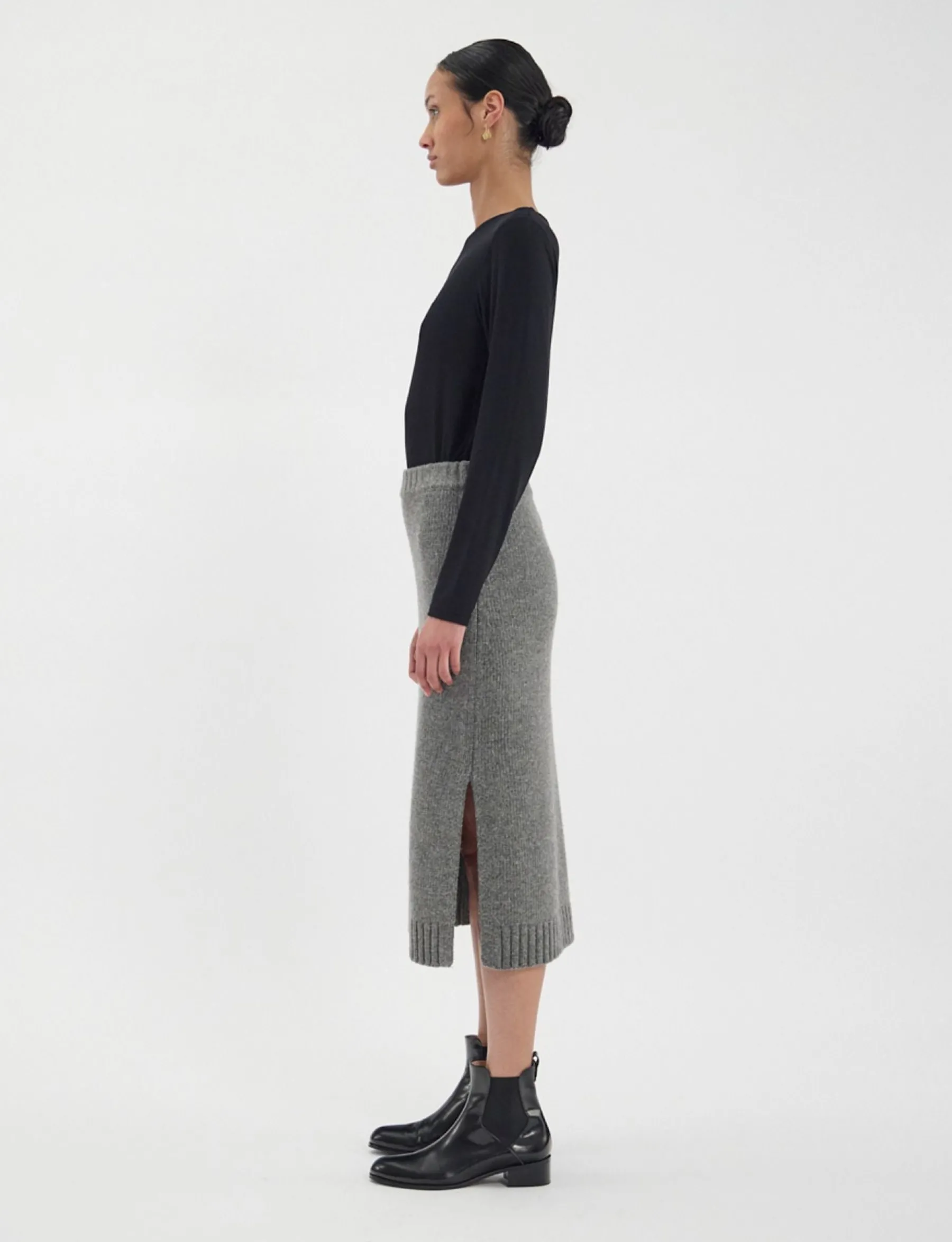 Discount Ines de la Fressange Paris Damia skirt in responsible grey wool