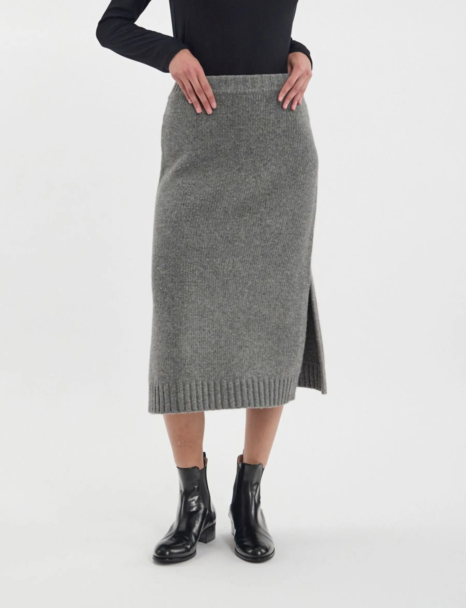 Discount Ines de la Fressange Paris Damia skirt in responsible grey wool