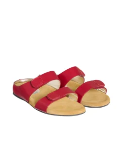New Ines de la Fressange Paris Delia red leather mules