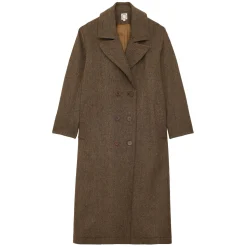 Cheap Ines de la Fressange Paris Denise brown wool herringbone coat
