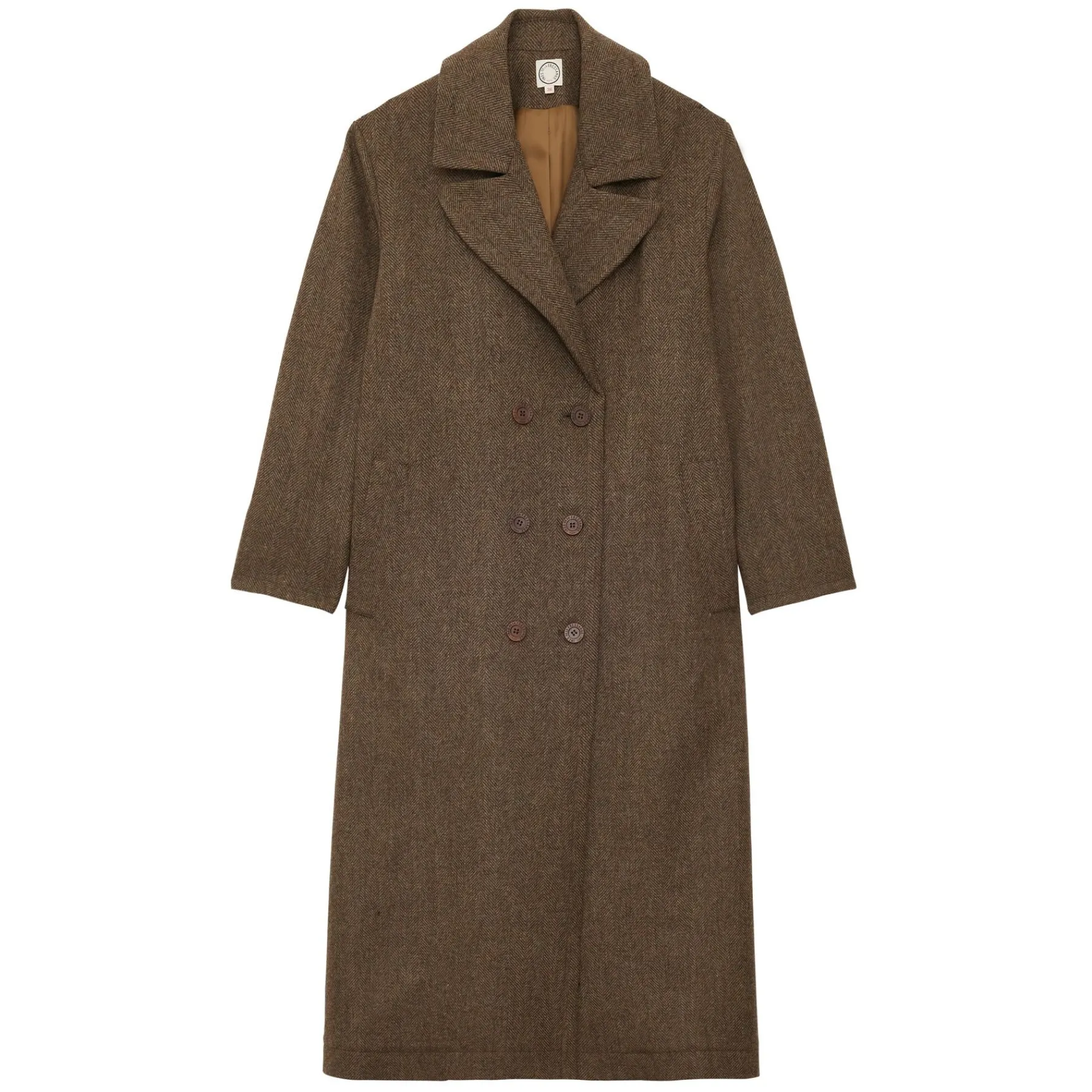 Cheap Ines de la Fressange Paris Denise brown wool herringbone coat