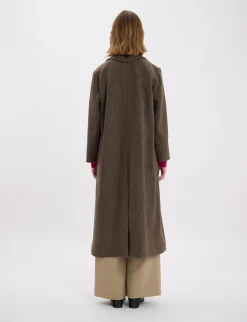 Cheap Ines de la Fressange Paris Denise brown wool herringbone coat