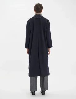 Cheap Ines de la Fressange Paris Denise navy and black herringbone wool coat