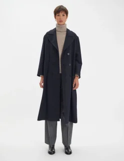 Cheap Ines de la Fressange Paris Denise navy and black herringbone wool coat