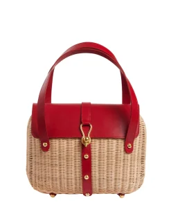 Cheap Ines de la Fressange Paris Desiré red leather basket