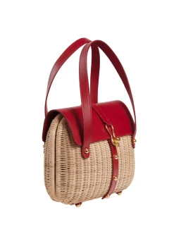 Cheap Ines de la Fressange Paris Desiré red leather basket