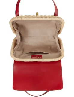 Cheap Ines de la Fressange Paris Desiré red leather basket