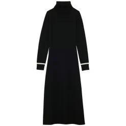 New Ines de la Fressange Paris Divine black turtleneck dress with white trim