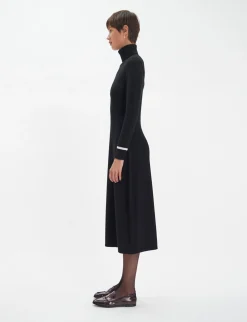 New Ines de la Fressange Paris Divine black turtleneck dress with white trim