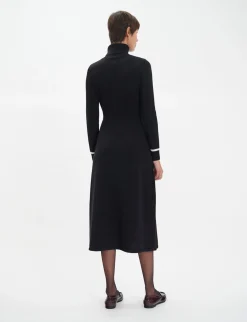 New Ines de la Fressange Paris Divine black turtleneck dress with white trim