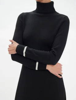 New Ines de la Fressange Paris Divine black turtleneck dress with white trim
