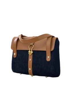 Outlet Ines de la Fressange Paris Désiré denim and leather basket