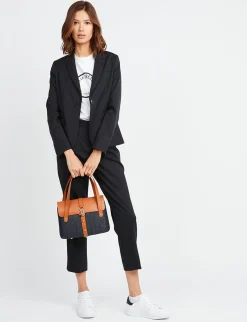 Outlet Ines de la Fressange Paris Désiré denim and leather basket