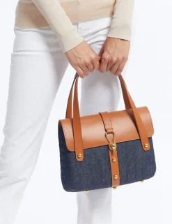 Outlet Ines de la Fressange Paris Désiré denim and leather basket