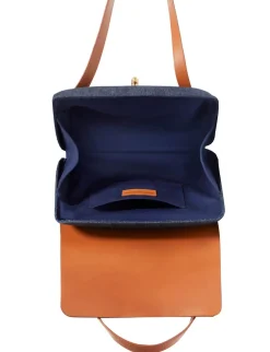 Outlet Ines de la Fressange Paris Désiré denim and leather basket