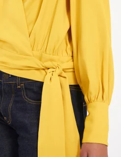 Outlet Ines de la Fressange Paris Elena yellow loose-fit crepe blouse
