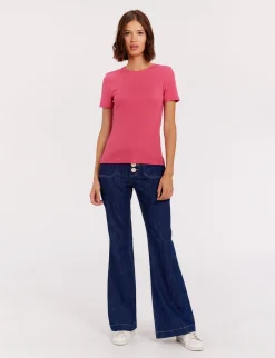 Best Sale Ines de la Fressange Paris Ella pink ribbed T-shirt