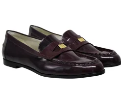 Best Ines de la Fressange Paris Elvire loafer in smooth burgundy leather