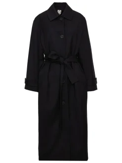 Shop Ines de la Fressange Paris Esmé coat, Navy wool