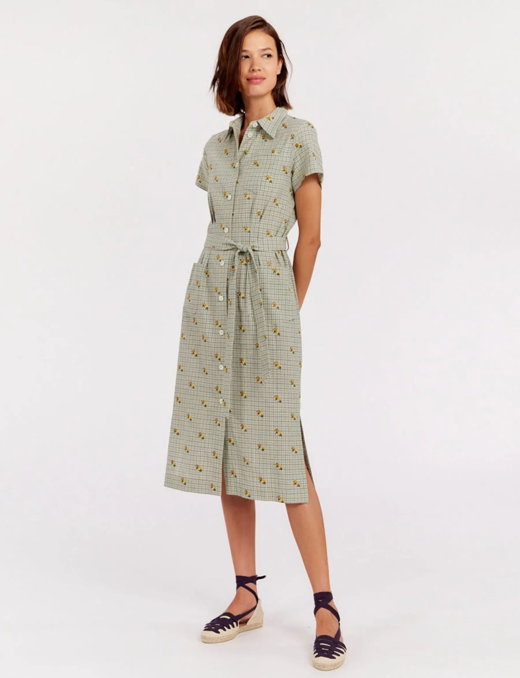 Fashion Ines de la Fressange Paris Ethel straight dress, green print
