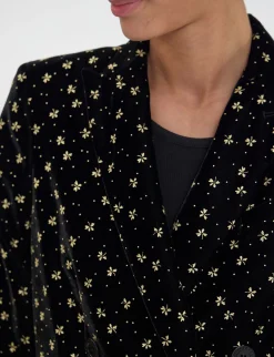 Store Ines de la Fressange Paris Ezio jacket in black smooth velvet with gold print