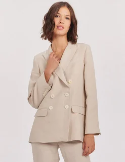 Sale Ines de la Fressange Paris Ezio jacket in sandy linen