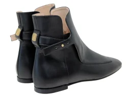 Best Ines de la Fressange Paris Flat black leather ankle boot