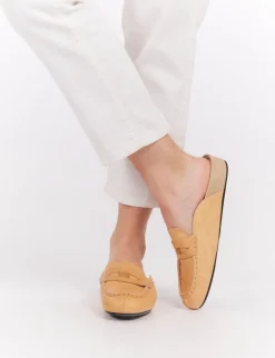 Hot Ines de la Fressange Paris Flavie natural leather moccasin mule