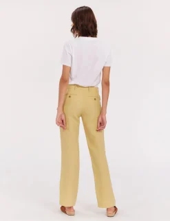 Shop Ines de la Fressange Paris Francisco trousers in lemon linen