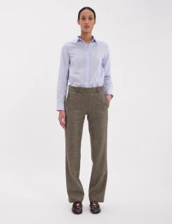 Best Ines de la Fressange Paris Francisco trousers in mottled green wool-blend