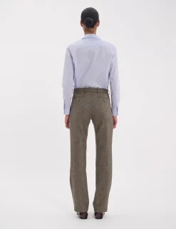 Best Ines de la Fressange Paris Francisco trousers in mottled green wool-blend