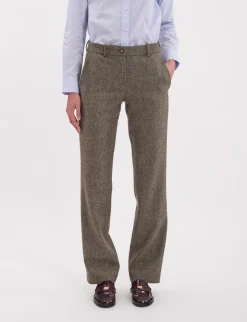 Best Ines de la Fressange Paris Francisco trousers in mottled green wool-blend