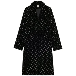 Store Ines de la Fressange Paris Franck coat in smooth black velvet with gold print