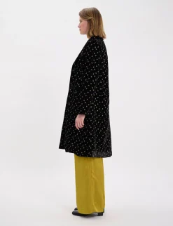 Store Ines de la Fressange Paris Franck coat in smooth black velvet with gold print