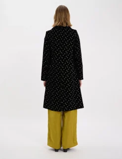 Store Ines de la Fressange Paris Franck coat in smooth black velvet with gold print