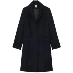 Store Ines de la Fressange Paris Franck navy and black herringbone wool coat
